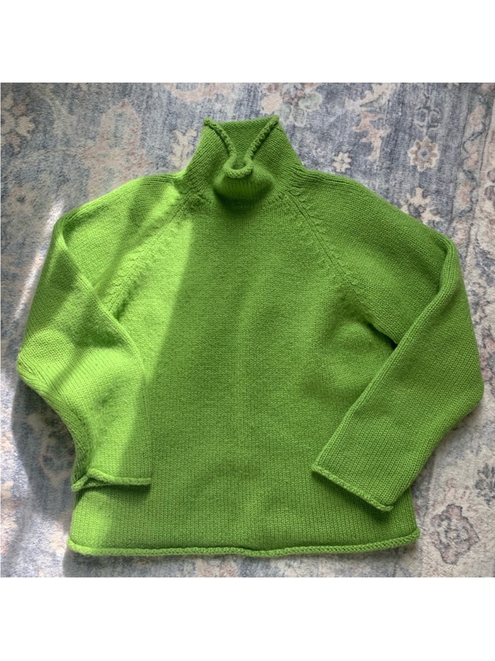 J. Crew 90s Vintage Roll Neck rollneck Green Sweater Chunky Wool Oarsman M